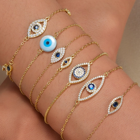 925 Sterling Silver Evil Eye Bracelet For Women Luxurious Zirconia Inlaid Adjustable Chain Bracelet Elegant Vintage Jewelry Gift