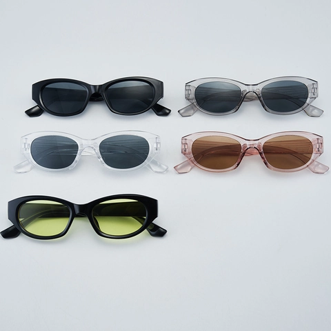 Gafas De Sol Ojo De Gato Retro Ovaladas Marco Pequeño PC AC UV400 Moda Callejera Unisex