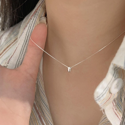 Collana Con Ciondolo A Piccola Bacca In Argento Sterling 925 Minimalista Lucido Ovale Gioielli Per Donne Quotidiani