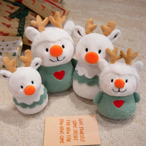 Peluche Di Renna Pupazzo Di Neve Natale Animale In Peluche Morbido Con Corna E Ricamo Cuore Decorazione