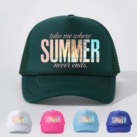 Casquette Trucker D'été Filet Baseball Ajustable Éponge Respirant Plage Voyage Imprimé Graphique Hommes Femmes