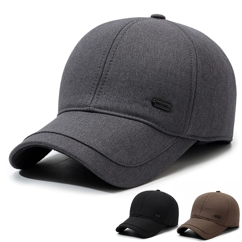 Men Winter Polyester Woolen Baseball Cap Mit Ohrenklappen Thermisches Fleecefutter Winddicht Outdoor Warm Hut Verstellbar