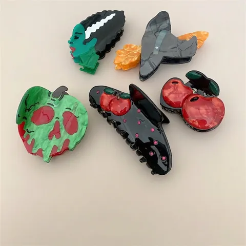 Molletta Per Capelli In Acetato Di Halloween Cappello Da Strega Ciliegia Scheletro Frankenstein Grande Clip A Squalo Novità Donna