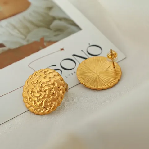 Ronde Schijfoorknopjes Voor Dames Roestvrij Staal Franse Retro Stijl Gevlochten Textuur Hoogwaardige Sieraden