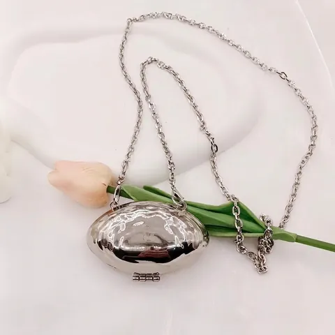 Metalen Schelpvormige Mini Crossbody Tas Spiegel Gepolijst Gehamerde Textuur Kleine Schoudertas Met Ketting Voor Dames
