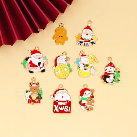 Mixed Christmas Alloy Enamel Charms Santa Snowman Elk Penguin For DIY Jewelry Making Festive Cartoon Style