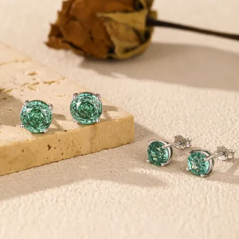 Pendientes De Circonita Cúbica Color Paraíba Con Poste De Plata De Ley 925 Elegante De Lujo Para Mujeres