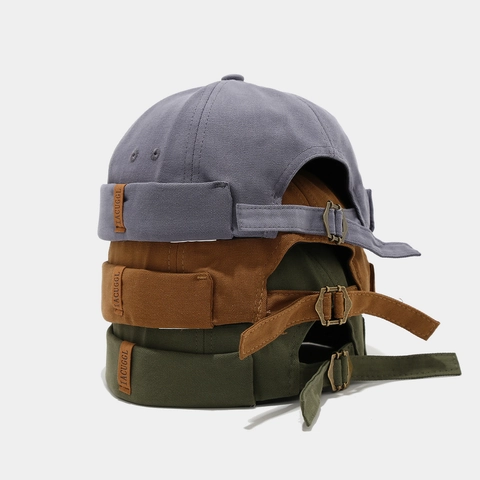 Retro Docker Hat Brimless Cap Cotton Canvas Adjustable Miki Hat Streetwear Sailor Style Vintage Beanie For Men Women