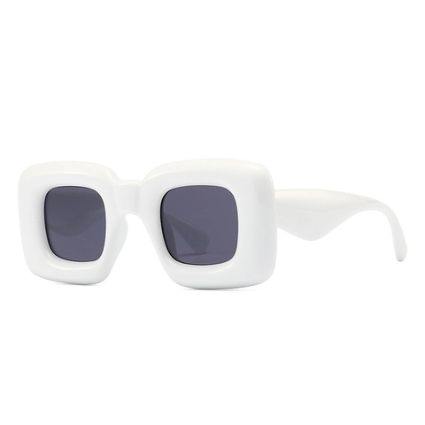 Gafas de Sol Cuadradas Gruesas Futuristas para Mujeres Hombres Moda Rayas Onduladas Marco Grueso Protección UV400 Gafas Retro Trendy