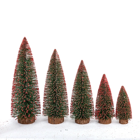Mini Albero Di Natale Decorazione Da Tavolo Con Base In Legno Design Spazzola Per Bottiglie Floccata Per Decorazione Casa E Ufficio