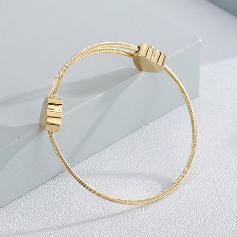 Hart Bangle Roestvrij Staal Multi Strand Kabel Draad Armband Verstelbaar Open Ontwerp Elegante Sieraden Voor Vrouwen