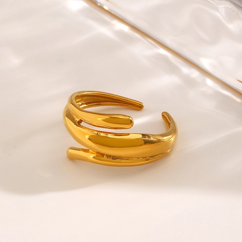 Unregelmäßiger Gedrehter Edelstahlring Offen Verstellbar Geometrisch Minimalistischer Stil Für Frauen Hip Hop Schmuck