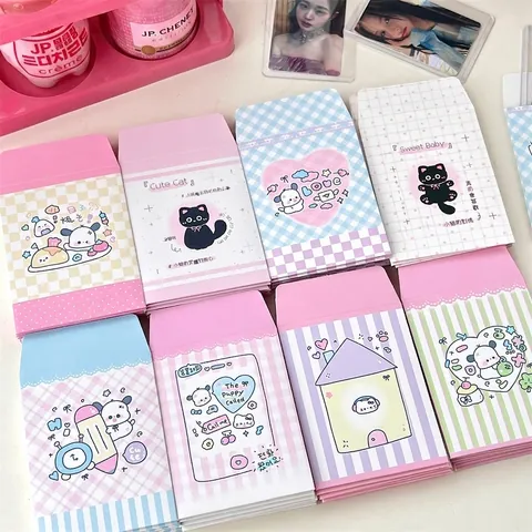 Sobres De Cartón Con Dibujos Animados Lindos Color Macaron Fundas De Almacenamiento Para Tarjetas De Fotos Polaroids Kawaii