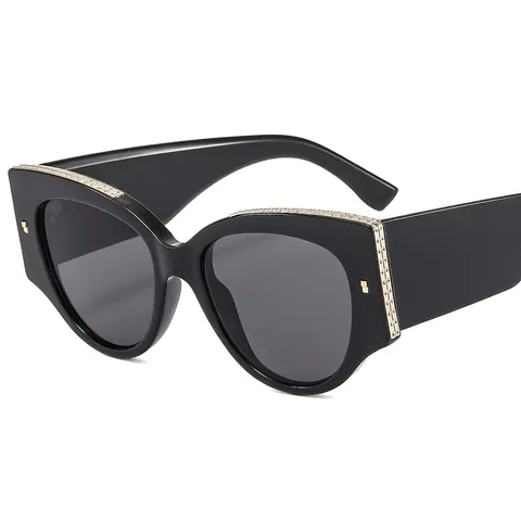 Cat Eye Zonnebril PC Montuur Metalen Decoratie Gradiënt Lenzen UV400 Modieuze Oversized Brillen Voor Dames