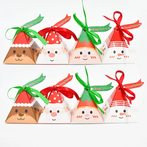 Weihnachts Pyramide Geschenkschachteln Papier Süßigkeiten Verpackung Schleife Cartoon Weihnachtsmann Rentier Elf Schneemann