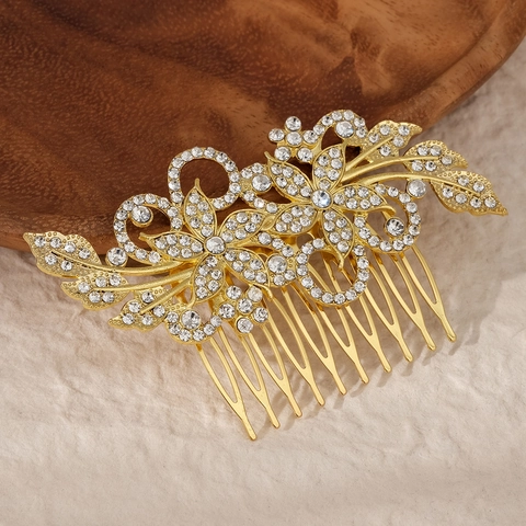 Legierung Strass Blume Braut Haarkamm Vintage Hochzeit Kopfschmuck Elegante Haar Accessoires Für Frauen