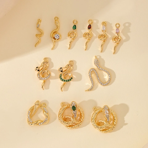 Alloy Zirconia Snake Pendant Only Without Chain For DIY Jewelry Making Necklace Bracelet Accessory For Women