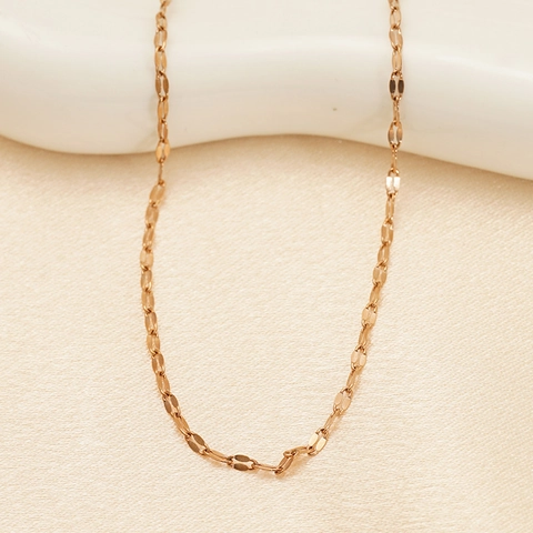 Minimalist Rose Gold Plated Stainless Steel Lip Link Chain Necklace Women Elegant Clavicle Jewelry Accessory
