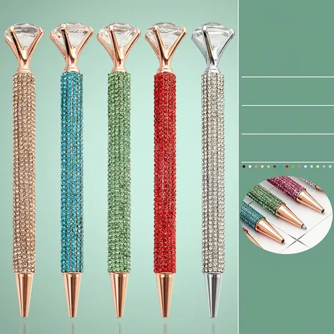 Big Diamond Ballpoint Pen Metal Rhinestone Sparkling Crystal Luxury Writing Tool For Student Office Gift Stationery