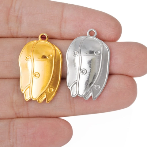 Ciondolo Bocciolo Di Fiore Elegante Francese Acciaio Inossidabile 304 Placcato Oro 18K Accessorio Gioielli DIY