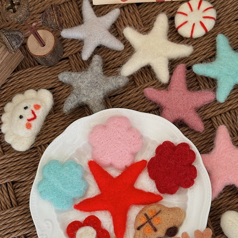 Mini Wool Felt Ornaments Christmas DIY Accessories For Floral Art And Tree Decoration Handmade Multi Shapes Cartoon Style