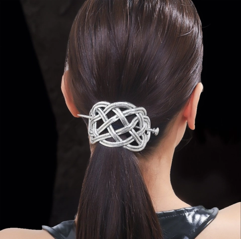 Pic À Cheveux Nœud Celtique Vintage Alliage Tressé Style Viking Épingle À Cheveux Argent Accessoires Rétro Femmes