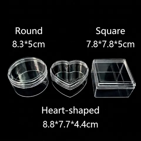 Scatole Di Immagazzinaggio In Plastica Trasparente Con Coperchi Piccoli Contenitori Organizer Gioielli Antipolvere Tondi Quadrati