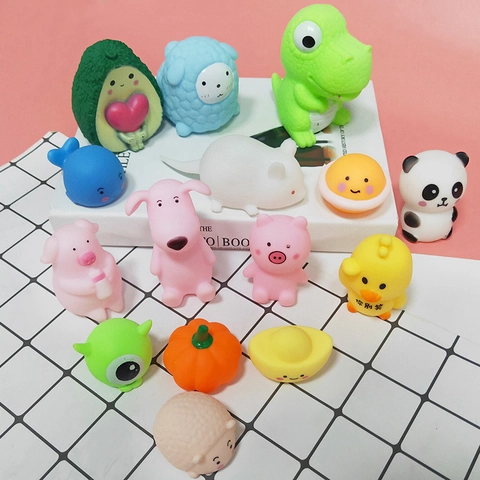 Mochi Squishy Toys Soft Rubber Cute Cartoon Animal Pig Duck Rabbit Stress Relief Sensory Toy For Kids Adults Party Favors