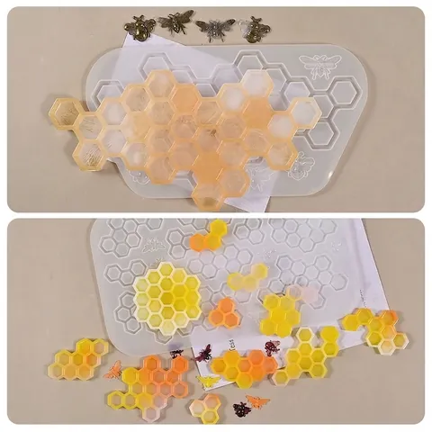 Moule En Silicone Abeille Alvéolée Coulée De Résine Dessous De Verre Hexagonal Boîte De Rangement Artisanat DIY