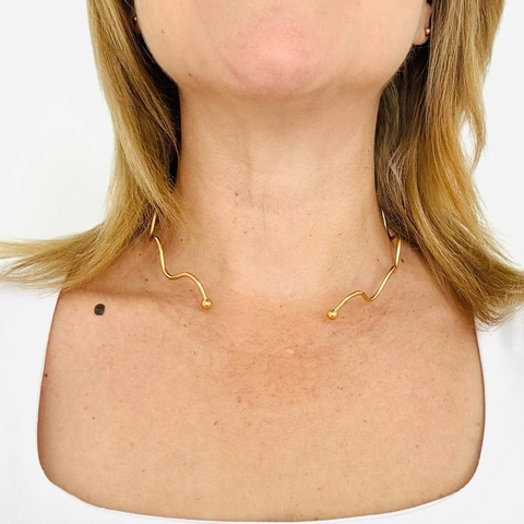 Wellenförmige Halskette 18 Karat Vergoldet Edelstahl Verstellbar Minimalistisch Ins Stil Modeschmuck Für Damen