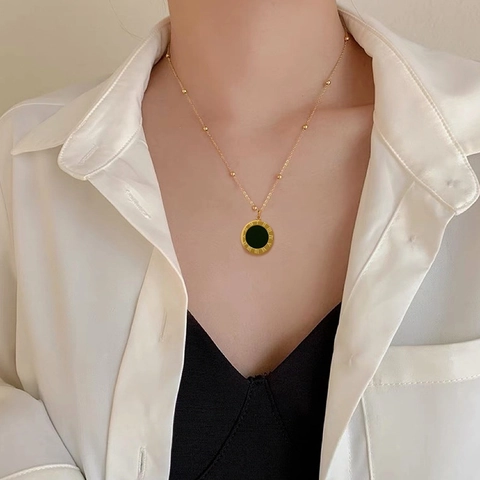 Collana Con Pendente Rotondo Numeri Romani In Acciaio Inossidabile Per Donna Gioielli Minimalisti Geometrici Con Conchiglia
