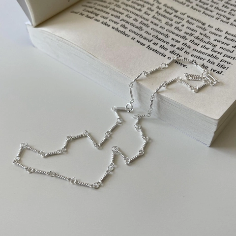 925 Sterling Zilveren Ketting Voor Dames Minimalistisch Gedraaide Lijn Staaf En Ring Geometrische Choker Sieraden