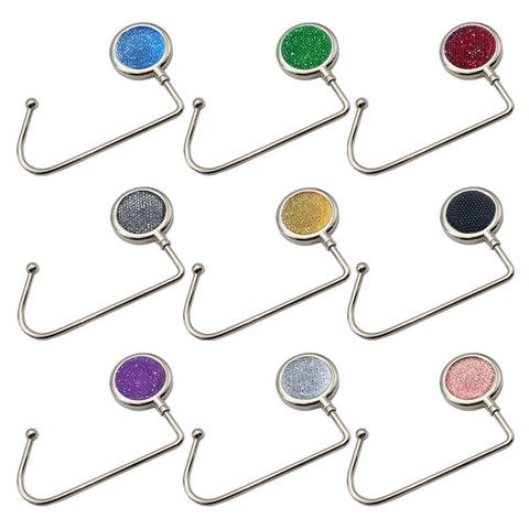 Tragbarer Faltbarer Handtaschenhaken Zinklegierung Strass Glitzer Schreibtischkante Handtaschenhalter
