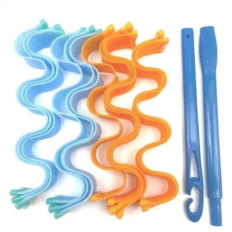Heatless Hair Rollers Spiral Wave Curler No Heat Styling Tools With Hook Water Ripple Plastic DIY Hair Accessory