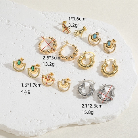 Orecchini a Lobo Vintage Francesi in Rame e Zirconia per Donna Malocchio Bambù Geometrici Placcati Oro Argento Gioielli