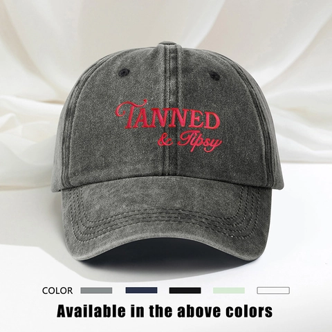 Casquette De Baseball Brodée TANNED And Tipsy Coton Lavé Ajustable Vintage Dad Hat Unisexe Extérieur Protection Solaire