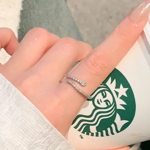 Snake Ring Copper Cubic Zirconia Adjustable Open Finger Jewelry Animal Shape Minimalist Elegant Gift For Women