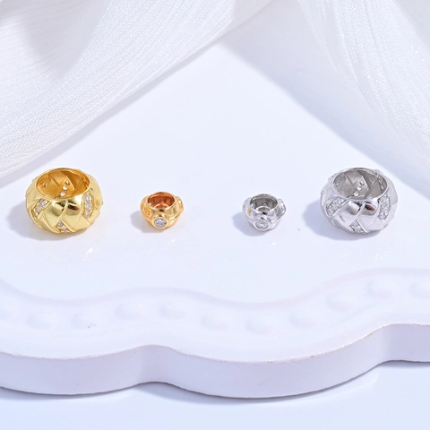925 Sterling Silver Beads Hollow Lattice Zircon Charm Spacer Beads For DIY Jewelry Making Round Barrel Shape Accessories