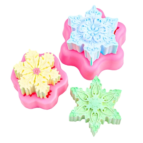 Moule En Silicone Flocon De Neige 3D Gaufré Pour Noël DIY Pâtisserie Bougie Savon Fondant Chocolat Décor