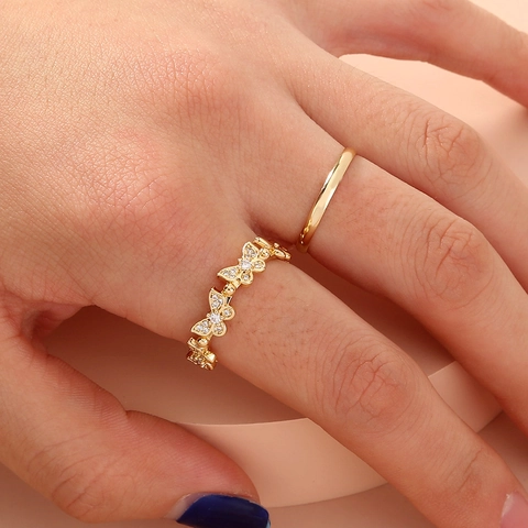 Anelli In Rame E Zircone Da Donna Moda Farfalla Stella Croce Micro Intarsio Zirconia Gioielli Per Dita Elegante