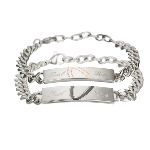 Real Love Gravierte Passende Pärchen-Armbänder 316L Edelstahl Herz Puzzle Panzerkette Schmuck Für Verliebte