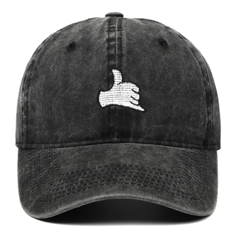 Shaka Gesture Hand Sign Embroidery Baseball Cap Washed Cotton Vintage Adjustable Sunshade Outdoor Hat Casual Unisex