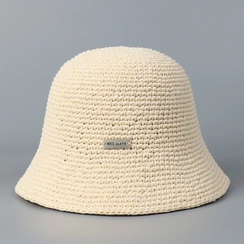 Cappello Da Pescatore All'Uncinetto Fatto A Mano Da Donna Filato Di Cotone Protezione Solare Pieghevole Stile Giapponese