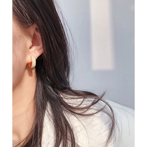 Orecchini A Cerchio Geometrici Vintage A Forma Di C Ottone Placcato Oro Smalto Minimalista Stile Pendolare Per Donne