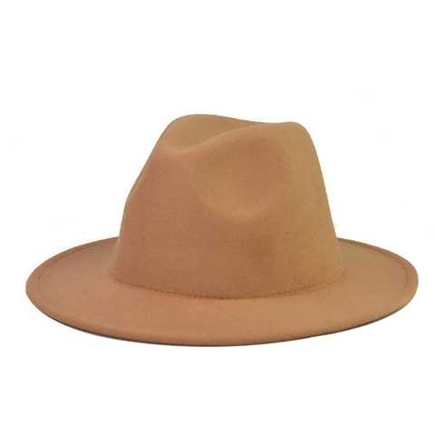 Classic Fedora Hat Wide Brim Wool Felt Blend Vintage Flat Top Jazz Cap For Men And Women
