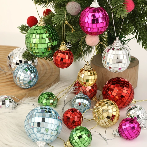 Colorful Disco Ball Ornaments Mirror Mosaic Reflective Hanging Christmas Tree Decoration Party Bar Stage Atmosphere Ornaments