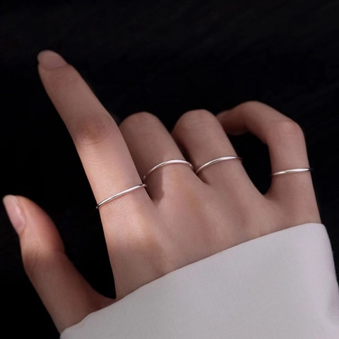 Minimalist Stainless Steel Rings Thin Band Smooth Stackable Knuckle Finger Ring Jewelry For Women Girls