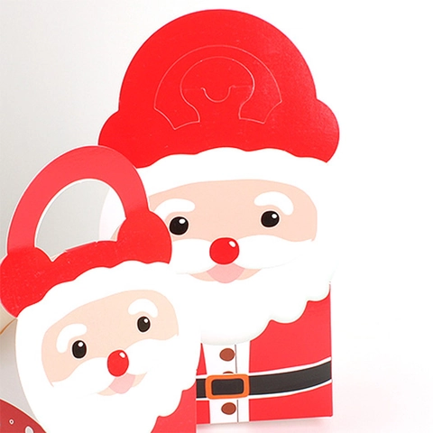 Festiva Caja de Papel de Caramelos Portátil de Papá Noel de Navidad Caja de Embalaje de Regalo Roja para Fiesta de Navidad