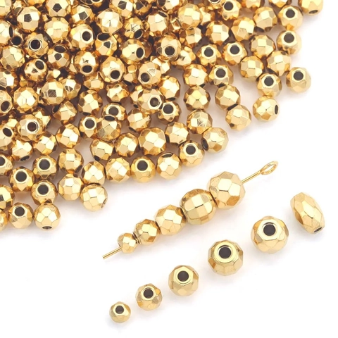Perles D'espacement Facettées En Acier Inoxydable Plaquées Or Sous Vide Perles En Vrac Géométriques Pour La Fabrication De Bijoux DIY