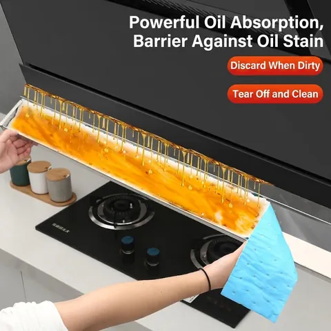 Disposable Range Hood Grease Filter Paper Oil Absorbing Cotton Non-woven Fabric Heat Resistant Trimmable For Kitchen
